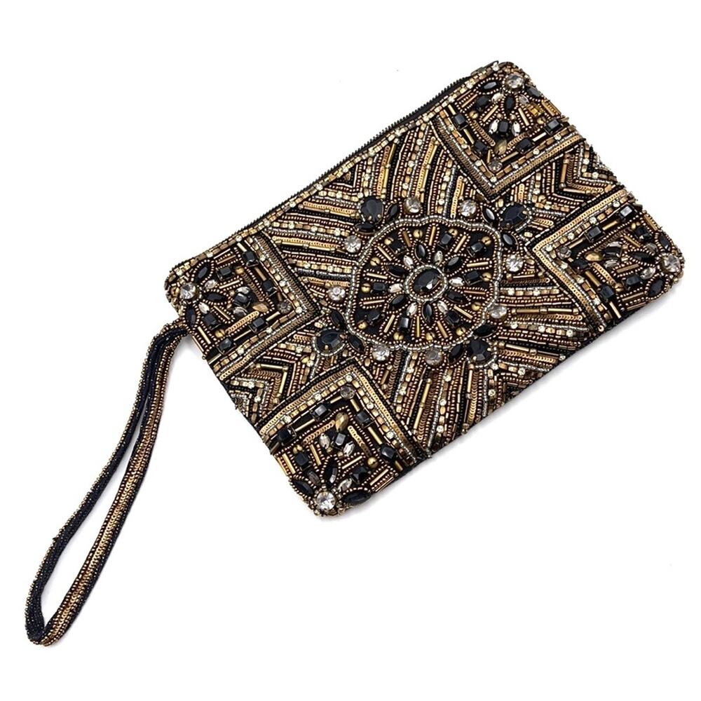CHICO's Wristlet Clutch 100% cotton studded boho